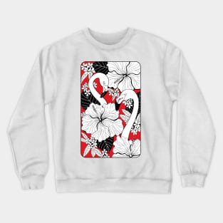 Flamingos, tropical flowers and leaves Crewneck Sweatshirt